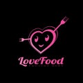 Food love vector logo design, spoon and fork combination , illustration element Royalty Free Stock Photo