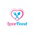 Food love vector logo design, spoon and fork combination , illustration element Royalty Free Stock Photo