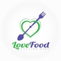 Food love vector logo design, spoon and fork combination , illustration element Royalty Free Stock Photo