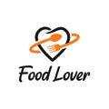 Love with spoon and fork concept. Food lover logo design template inspiration Royalty Free Stock Photo