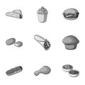 Food, lunch, fast and other web icon in monochrome style.Piello, cream, sauce, icons in set collection. Royalty Free Stock Photo