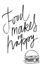 Food makes me happy.Hand letterin