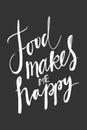 Food makes me happy.Hand lettering