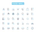 Food mall linear icons set. Foodie, Gourmet, Casual, Vibrant, Tasty, Delicious, Variety line vector and concept signs