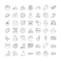 Food mall linear icons, signs, symbols vector line illustration set