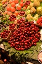 Cherries and other fruits in market in Barcelona