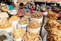 Food market in the busy capital of Dhaka, Bangladesh