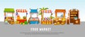 Food market local shops banner template flat style