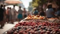 Food market outdoor in the summer streets - Generative AI