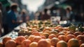 Food market outdoor in the summer streets - Generative AI