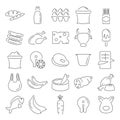 Food market products line icons set Royalty Free Stock Photo