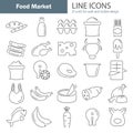 Food market products line icons set Royalty Free Stock Photo