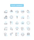 Food market vector line icons set. Food, Market, Grocery, Shopping, Store, Supermarket, Produce illustration outline Royalty Free Stock Photo