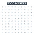 Food market vector line icons set. Food, Market, Grocery, Shopping, Store, Supermarket, Produce illustration outline Royalty Free Stock Photo