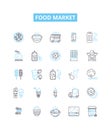 Food market vector line icons set. Food, Market, Grocery, Shopping, Store, Supermarket, Produce illustration outline Royalty Free Stock Photo