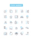 Food market vector line icons set. Food, Market, Grocery, Shopping, Store, Supermarket, Produce illustration outline Royalty Free Stock Photo