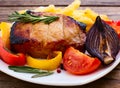 Food. Meat barbecue with vegetables Royalty Free Stock Photo