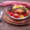 Food. Meat barbecue with vegetables Royalty Free Stock Photo