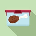 Food meat box icon flat vector. School dinner