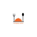 Food menu logo, cutlery. Color illustration of vector design template Royalty Free Stock Photo