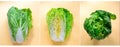 The food is minimal in style. Creative healthy food concept. Chinese cabbage on a yellow pastel background. Vegetarian food,