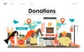 Food, money, blood donation vector landing page