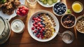 Food natural blueberry cereal granola snack breakfast healthy muesli dessert organic fruit Royalty Free Stock Photo