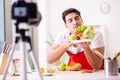 The food nutrition blogger recording video for blog Royalty Free Stock Photo