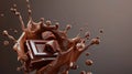 Food object with chocolate splash. 3D modern realistic food object.