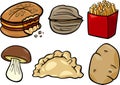 Food objects cartoon illustration set Royalty Free Stock Photo