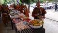 Food offerings to a monk