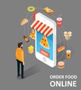 Order food online vector isometric illustration