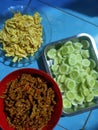 Food original indonesiaTempe orex cucumbar eeg Royalty Free Stock Photo