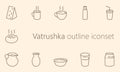 Vatrushka outline easy icon set Royalty Free Stock Photo