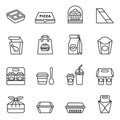 Fast food. Take away. Package icons for delivery.