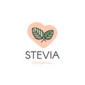 Food Packaging with Hand-Lettering Icon, Organic and Natural Sweet Stevia