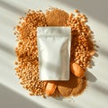 Food Packaging Mockup White Pouch Granules Shadows Royalty Free Stock Photo