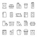 Food packaging symbols, line art icon set