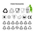 Food packaging symbols set resin icons plastic wrapping package sign Royalty Free Stock Photo