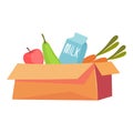 Food paper bag icon cartoon vector. Grocery supermarket buy