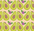 food pattern funny happy cartoon cute avocados with flowers