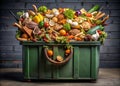 Food in perfect state in a dumpster Royalty Free Stock Photo