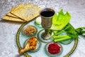 Food for Pesach Jewish Passover. Passover Seder plate Passover bowl Royalty Free Stock Photo