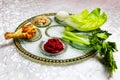 Passover Seder plate Israel, Hebrew: Passover bowl. Passover: the traditions and customs of the Jewish holiday