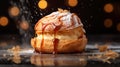 The food photography of decadent cream puff Delight.