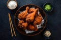 Food photography display Korean fried chicken, a mouthwatering delight