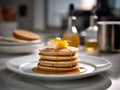 Food photography of Perfect Pancakes with buttermilk, blurred background