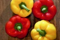 Red and yellow bell pepper top view macro background Royalty Free Stock Photo