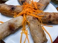 Food photography, spring rolls. Royalty Free Stock Photo