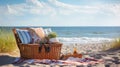 food picnic basket beach Royalty Free Stock Photo